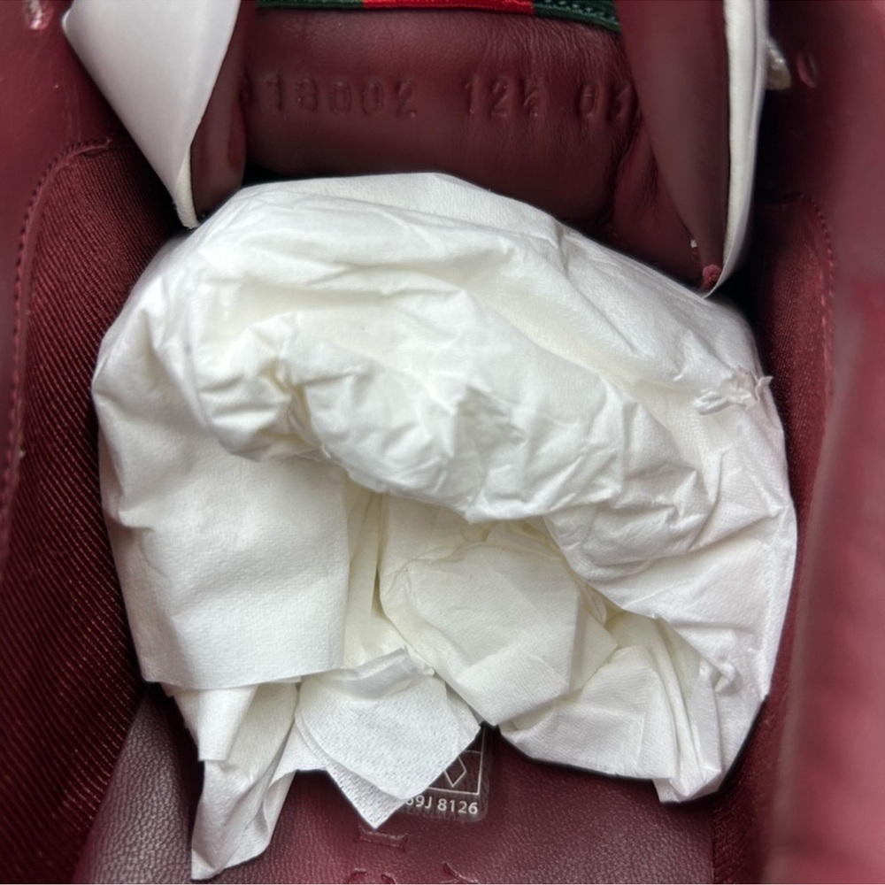 Men’s Gucci re-Web sneakers in white leather with red accent size 12.5 Italy - Picture 7 of 13